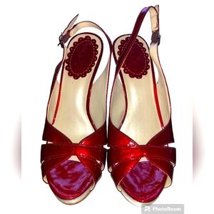 Y2K ALDO Metalic Red Sling Heels